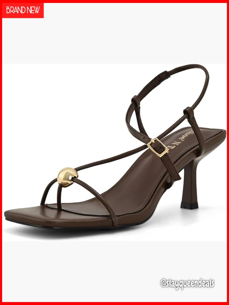 Women's Kitten Heel Flip Flop Sandals Square Open Toe Ankle Strap Dress Heels